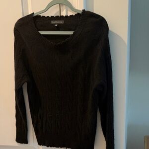 Cashmere Black Cable-Knit Women's Sweater
